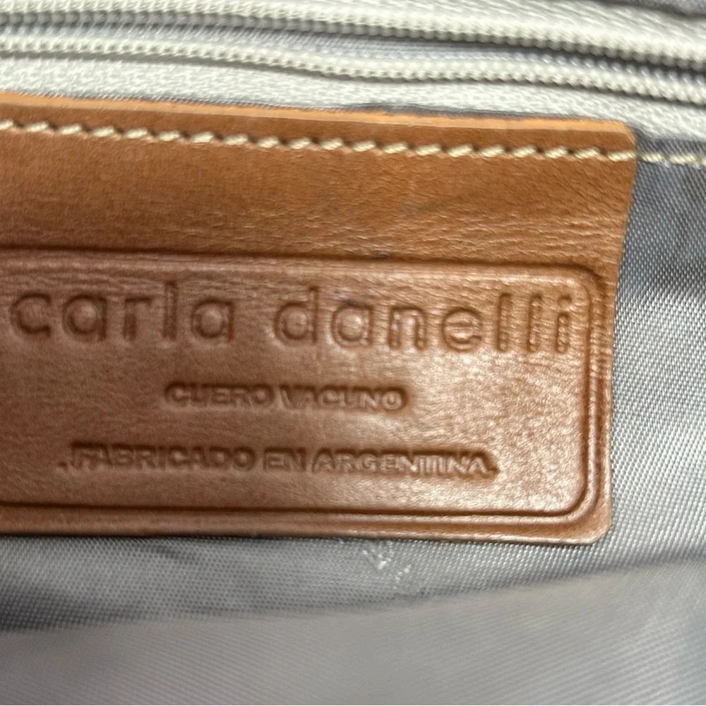 Carla Danelli Tan Brown Leather Bow Pochette Wristlet Purse‎